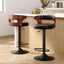 Set of 2 Bar Stools Kitchen Wooden Gas Lift Leather Stool Metal Black Barstools