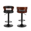 Set of 2 Bar Stools Kitchen Wooden Gas Lift Leather Stool Metal Black Barstools
