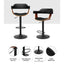 Artiss 1 x Wooden Bar Stools Kitchen Swivel Gas Lift Bar Stool Chairs Leather Black