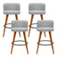 Set of 4 Wooden Fabric Bar Stools Circular Footrest - Light Grey