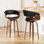 Artiss 2x Bar Stools Swivel PU Seat Wooden