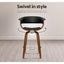 4x Bar Stools Swivel PU Seat Wooden