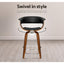4x Bar Stools Swivel PU Seat Wooden