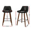 4x Bar Stools PU Seat Wooden