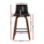 4x Bar Stools Swivel Leather Padded Wooden