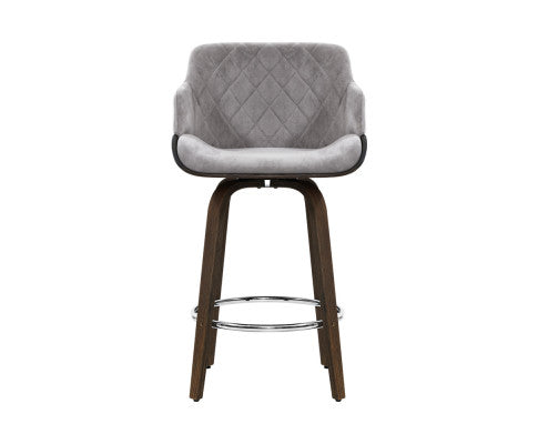 Artiss 2x Bar Stools Swivel Velvet Padded Wooden