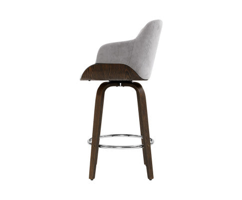 Artiss 2x Bar Stools Swivel Velvet Padded Wooden