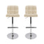 Artiss 2x Leather Bar Stools NOEL Kitchen Chairs Swivel Bar Stool Gas Lift Beige