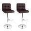 Artiss 2x Gas Lift Bar Stools Swivel Chairs Leather Chrome Chocolate