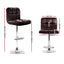Artiss 2x Gas Lift Bar Stools Swivel Chairs Leather Chrome Chocolate