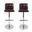 Artiss 2x Gas Lift Bar Stools Swivel Chairs Leather Chrome Chocolate