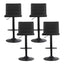Set of 4 Faux Linen Bar Stools - Black