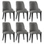 Dining Chairs Set of 6 Linen Fabric Grey