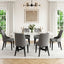 Dining Chairs Set of 6 Linen Fabric Grey