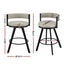 Bar Stools Set of 2 Swivel Kitchen Chair Metal Counter Beige Leather