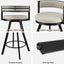 Bar Stools Set of 2 Swivel Kitchen Chair Metal Counter Beige Leather