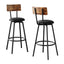 2X Industrial Bar Stools Upholstered Counter Chairs Steel Frame Anti-Scratch