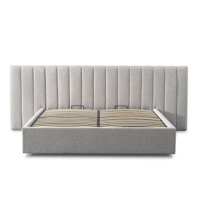 Wide Base King Sized Bed Frame - Clay Grey with Storage