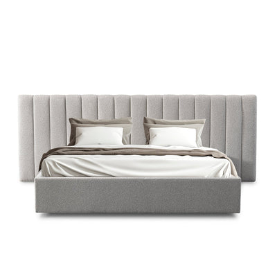 Wide Base King Sized Bed Frame - Clay Grey with Storage