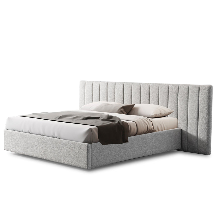 Wide Base King Sized Bed Frame - Clay Grey with Storage