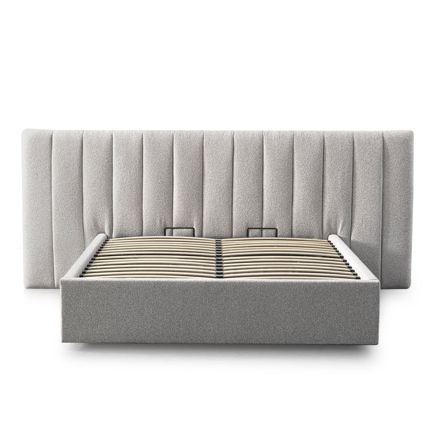 Wide Base Queen Bed Frame - Clay Grey with Storage