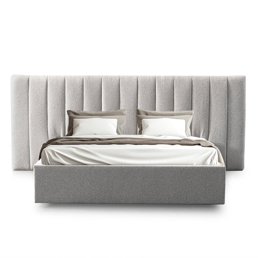 Wide Base Queen Bed Frame - Clay Grey with Storage