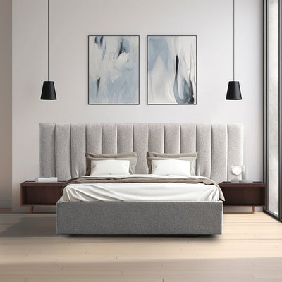 Wide Base Queen Bed Frame - Clay Grey with Storage