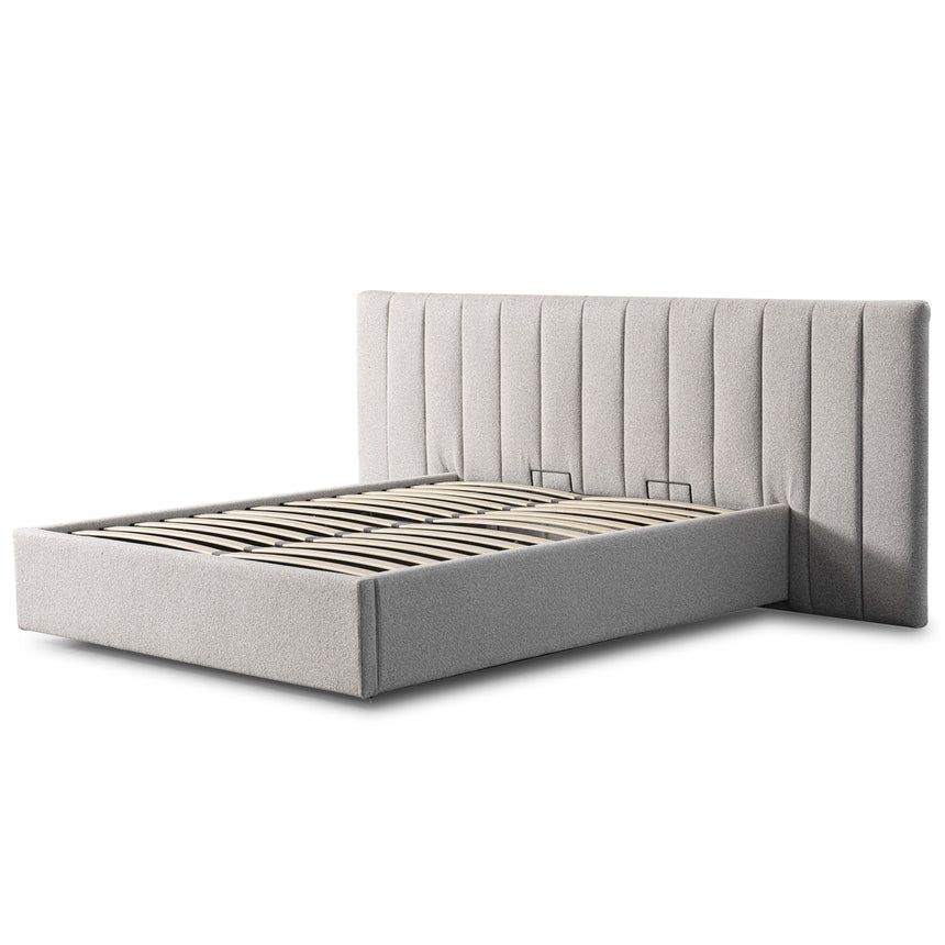 Wide Base Queen Bed Frame - Clay Grey with Storage