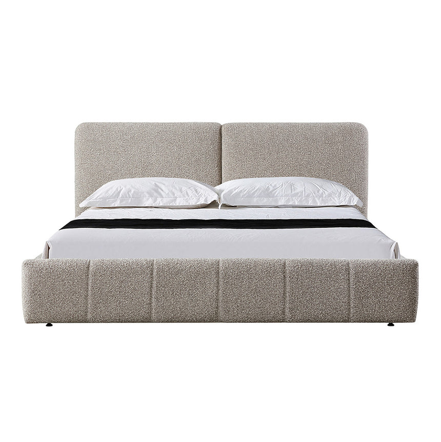 King Bed Frame - Olive Brown Boucle