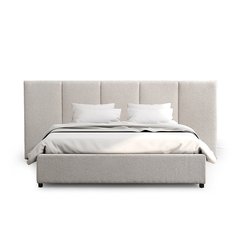 King Bed Frame - Clay Grey with Storage