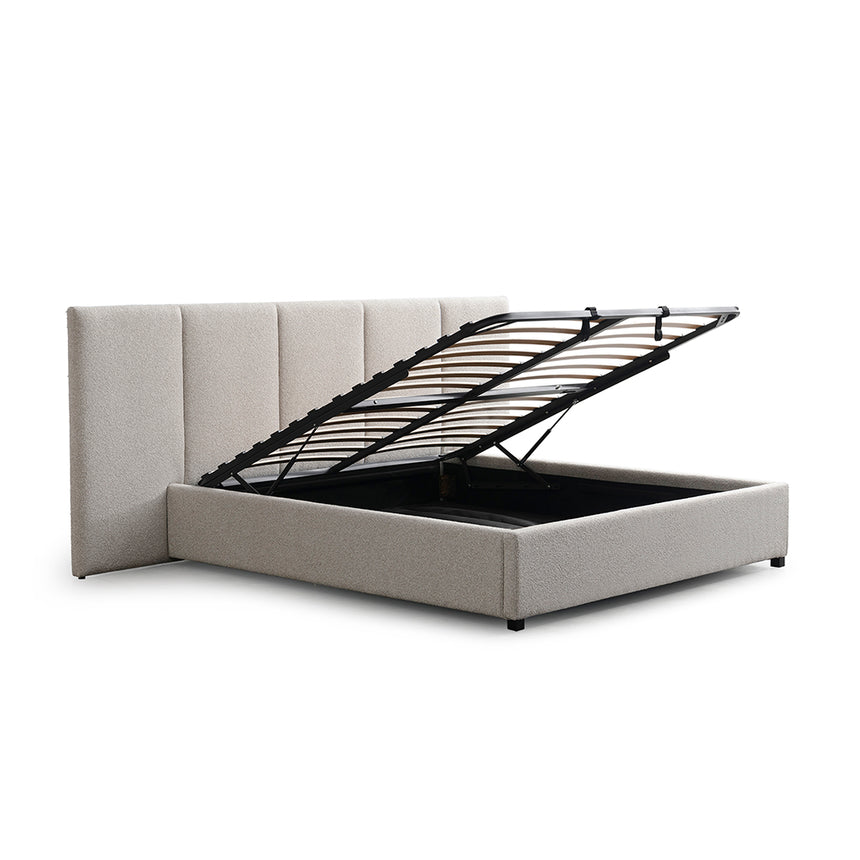 King Bed Frame - Clay Grey with Storage