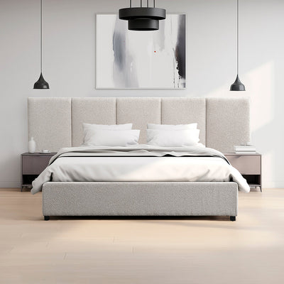 Queen Bed Frame - Clay Grey with Storage