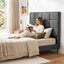 Bed Headboard Queen Bedhead Linen Fabric Charcoal