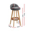 4x Bar Stools Padded Linen Wooden Grey
