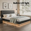 Artiss Bed Frame Queen Size LED Gas Lift Black LUMI