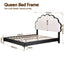 Artiss Queen Bed Frame with Adjustable Shell Headboard and PVC Upholstery