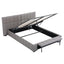 Double Size Upholstered Gas Lift Bed Frame with Foldable Bench PVC Leather Platform Bed with Storage