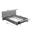Double Size Upholstered Gas Lift Bed Frame with Foldable Bench PVC Leather Platform Bed with Storage