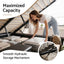 Double Size Upholstered Gas Lift Bed Frame with Foldable Bench PVC Leather Platform Bed with Storage