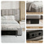 Double Size Upholstered Gas Lift Bed Frame with Foldable Bench PVC Leather Platform Bed with Storage
