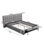 Queen Size Upholstered Gas Lift Bed Frame with Foldable Bench PVC Leather Platform Bed with Storage