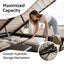 Queen Size Upholstered Gas Lift Bed Frame with Foldable Bench PVC Leather Platform Bed with Storage