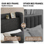 Double Bed Frame Gas Lift Storage Bed with Charging Ports Upholstered Geometric Headboard Charcoal Grey