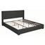 King Bed Frame Gas Lift Storage Bed with Charging Ports Upholstered Geometric Headboard Charcoal Grey