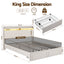 King Upholstered Bed Frame with Shelf Storage Drawers Charging Station Mood Lighting Linen
