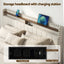 King Upholstered Bed Frame with Shelf Storage Drawers Charging Station Mood Lighting Linen