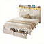 King Upholstered Bed Frame with Shelf Storage Drawers Charging Station Mood Lighting Linen