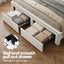 Queen Upholstered Bed Frame with Shelf Storage Drawers Charging Station Mood Lighting Linen