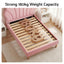 Single Bed Frame Scallop Upholstered Headboard Pink Velvet Platform Base Support up to 180kg