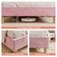 Single Bed Frame Scallop Upholstered Headboard Pink Velvet Platform Base Support up to 180kg